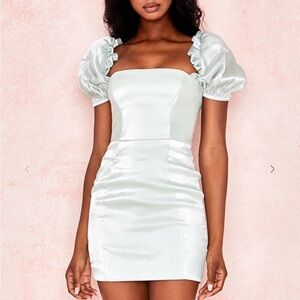 House of CB Leyla Pistachio Puff Sleeve Dress
